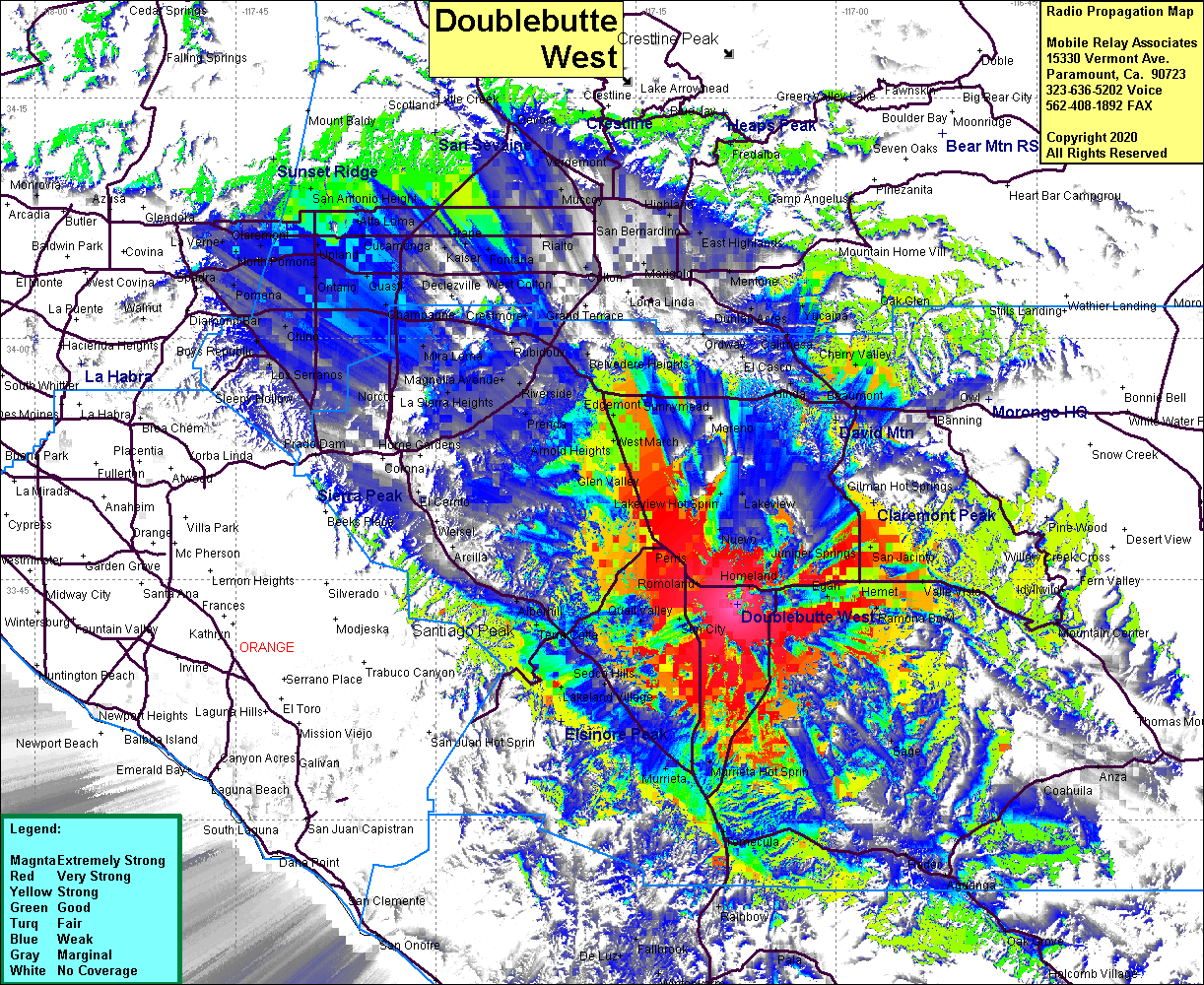 heat map radio coverage Doublebutte West